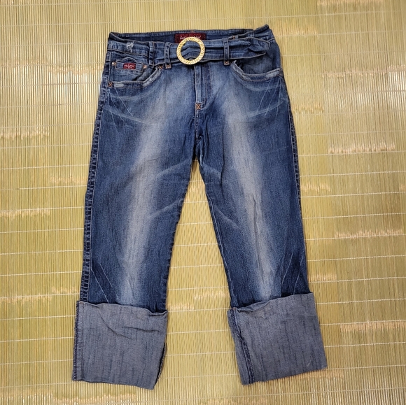 ♡ SOLD ON EBAY ♡ Baby Phat Jeans Co 11 Y2K Cropped Capri Blue Denim - Picture 2 of 14